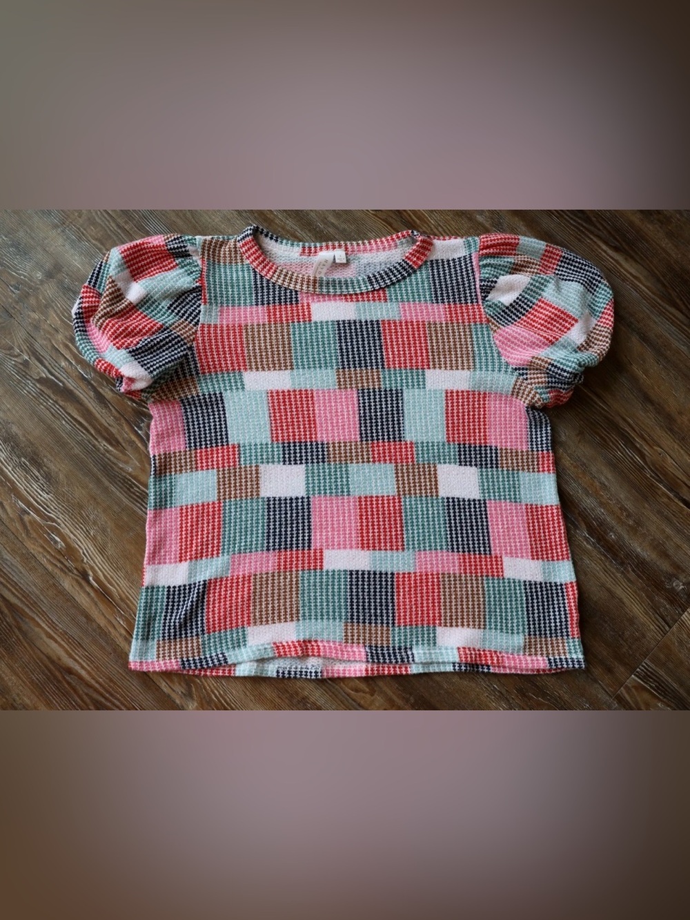 Hayden Los Angeles Preppy Colorblock Puff Sleeve Knit Top Womens S Made in USA